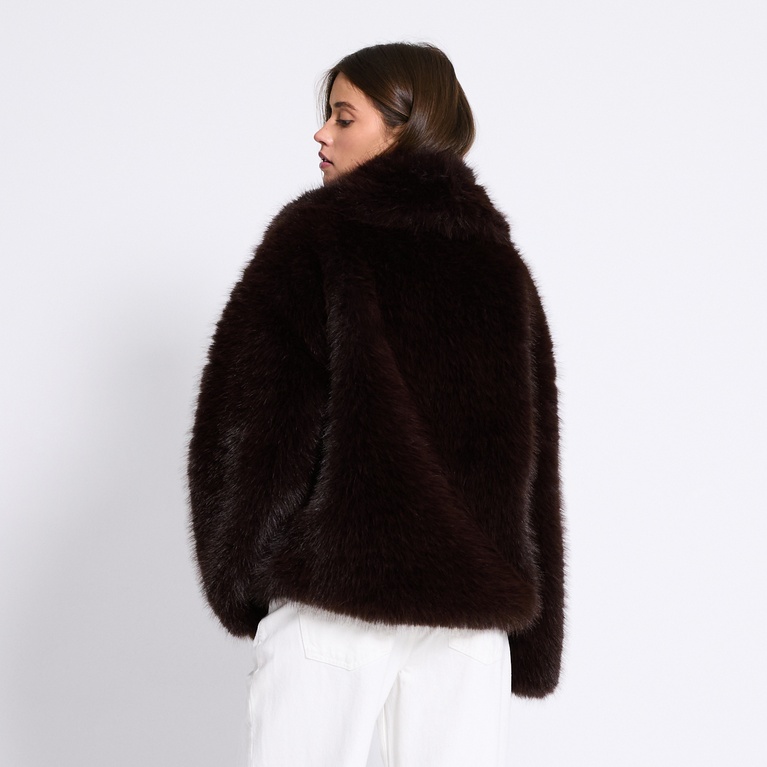 Faux fur jacket "Nathalie" Brown